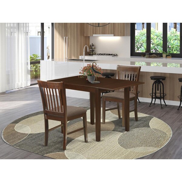 East West Furniture 3 Piece Norden Dining Table Set - Mahogany NDNO3-MAH-C - main